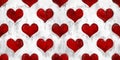 Seamless hearts playing card suit pattern painted with black, white and red paint