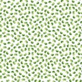 Seamless herbal pattern with watercolor green flavouring sprout, micro greens