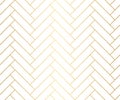 Seamless herringbone vector pattern with gold lines.