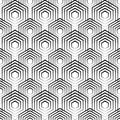 Seamless hexagon monochrome pattern, repeating geometric texture, linear structure background