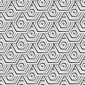 Seamless hexagon monochrome pattern, repeating geometric texture, linear structure background