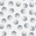 Seamless hexagon monochrome pattern, repeating geometric texture, linear structure background