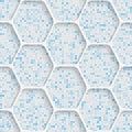 Seamless Hexagon Pattern. White and Blue Wrapping Background