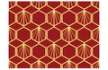 Seamless Hexagonal golden pattern with red background