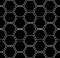 Seamless hexagons pattern. Black geometric textured background.