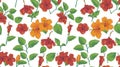 Seamless hibiscus floral garden pattern