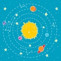 Seamless hipster illustration of interstellar solar system.