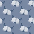Seamless history pattern with scandinavian doodle helmets. Viking ornament in light tones on soft blue background