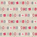 Seamless ho ho ho letter and Christmas gift on white background