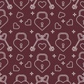 Seamless holiday pattern. Hearts, lock, keys