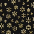 Seamless holiday texture, Christmas pattern with gold snowflakes decoration for textiles, brochure, card. EPS 10 Royalty Free Stock Photo