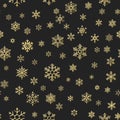 Seamless holiday texture, Christmas pattern with gold snowflakes decoration for textiles, brochure, card. EPS 10 Royalty Free Stock Photo