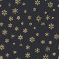 Seamless holiday texture, Christmas pattern with gold snowflakes decoration for textiles, brochure, card. EPS 10 Royalty Free Stock Photo