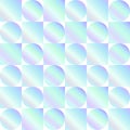 Seamless holographic abstract pattern. Geometric print composed of circles and squares on white background. Hologram Royalty Free Stock Photo