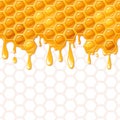 Seamless honeycomb pattern with flowing honey