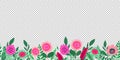 seamless horizontal border made with wild plants hand draw. wildflowers in row. Floral natural pattern vector flat illustration Royalty Free Stock Photo