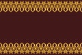Seamless horizontal border pattern with yellow antique geometric symbols isolated on brown background