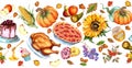 Seamless horizontal food pattern for the holiday. Thanksgiving Day.