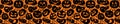 Seamless horizontal Halloween banner. Happy Halloween black horrible and funny pumpkin faces on orange background. Vector stock Royalty Free Stock Photo