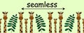 Seamless horizontal kids flat doodle illustration with giraffes family for kids sites, books, cards, t-shirts, greetings, banner