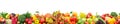 Seamless horizontal pattern bright colorful vegetables and fruits on white