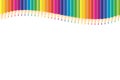 Seamless horizontal pattern Colored pencils arranged in a wave on top with copy space for note, text, on white background. Rainbow Royalty Free Stock Photo