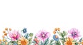 Seamless horizontal pattern of wildflowers