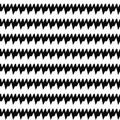 Seamless horizontal sharp edges lines pattern. Repeated black jagged stripes on white background. Wavy zigzag abstract.