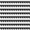 Seamless horizontal sharp edges lines pattern. Repeated black jagged stripes on white background. Zigzag motif.