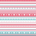 Seamless horizontal striped pattern with hearts