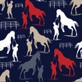 Seamless Horse pattern on blue navy Royalty Free Stock Photo