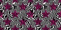 Seamless hot pink psychedelic tiger stripe or zebra skin barbiecore hollywood star contemporary patchwork fashion pattern