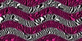 Seamless hot pink psychedelic tiger stripe or zebra skin thick wavy flag stripes contemporary patchwork fashion pattern