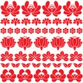 Seamless Hungarian red folk art pattern - floral Kalocsai embroidery