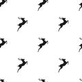 Seamless hunting pattern with black silhouette of jumping deer with antlers Royalty Free Stock Photo