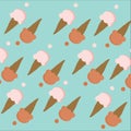 Seamless of Ice-cream cone with pink and chocolate brown color o