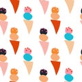 Seamless ice cream texture with geometric pop shapes vector.