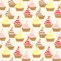 Seamless Iced Topping Cupcakes Pattern