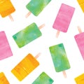 Colorful popsicle ice cream seamless tile pattern