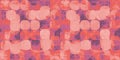 Seamless ikat glitch patchwork squares in peony pink and orange coral