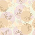 Seamless illustration pattern on the theme of vegetation with spot elements in pastel brown and pink colors. Royalty Free Stock Photo