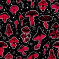 Seamless illustration with fly agarics