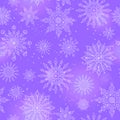 Seamless illustration on the theme of winter and winter holidays, the contour of the snowflake and flare, white snowflakes on a p Royalty Free Stock Photo