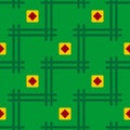 Seamless image with abstract pattern of lines and squares. Vector drawing on green background Royalty Free Stock Photo