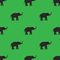 Seamless image elephant Asia standing isolated on green background, graphics design vector