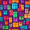 Presents and gift boxes (#1) 1x1 Single. Tileable seamless image. Generative AI (Real 300 DPI) Royalty Free Stock Photo