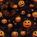 Tile - Halloween Figures (#17) 1x1 Single. Tileable seamless image. Generative AI (Real 300 DPI) Royalty Free Stock Photo