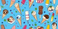 Seamless image varied ice cream. Delicious tasty background