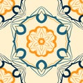 Seamless indian mandala pattern for printing on fabric or paper. Hand drawn background. Colorful vintage arabic print. Royalty Free Stock Photo