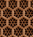 Seamless Indian pattern - brown sandstone grill on black background